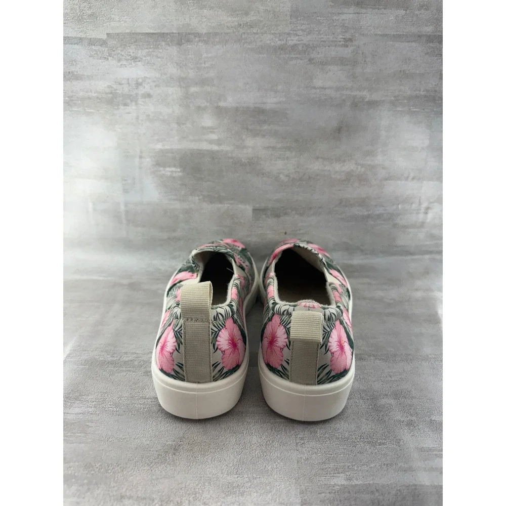 Skechers Women 155218 Tropical Hibiscus Floral Slip On Sneakers Pink White Sz 8